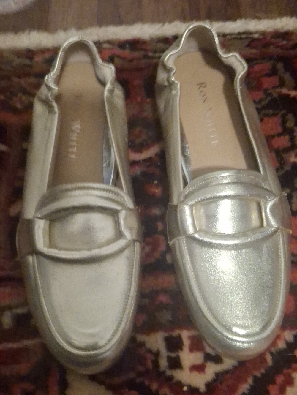 Ron White Fibi Metallic Leather Loafers Flats Size 37 New Without Box NWOB